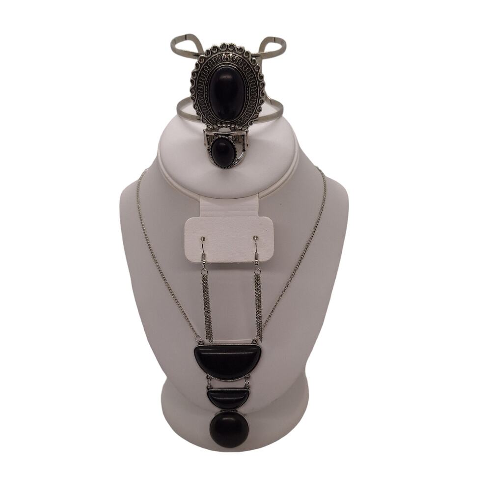 Paparazzi 3-Piece Jewelry Set Black & Silver Tone